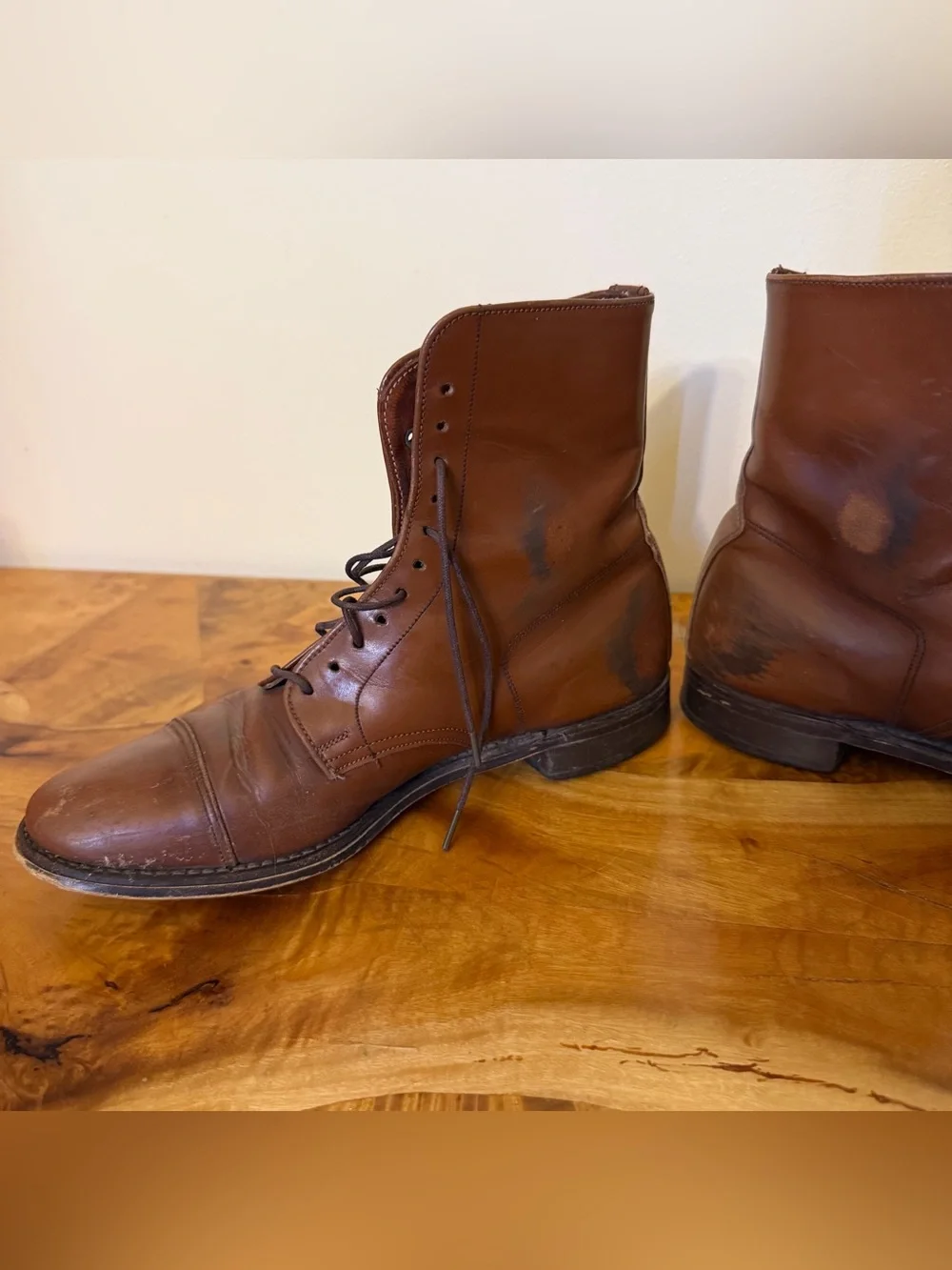 Vintage Leather Boots Cap Toe England Size 5